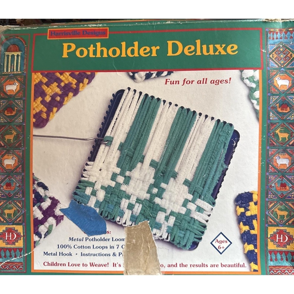 Vintage Harrisville Designs 7" Potholder ) Deluxe Loom Kit Granny core